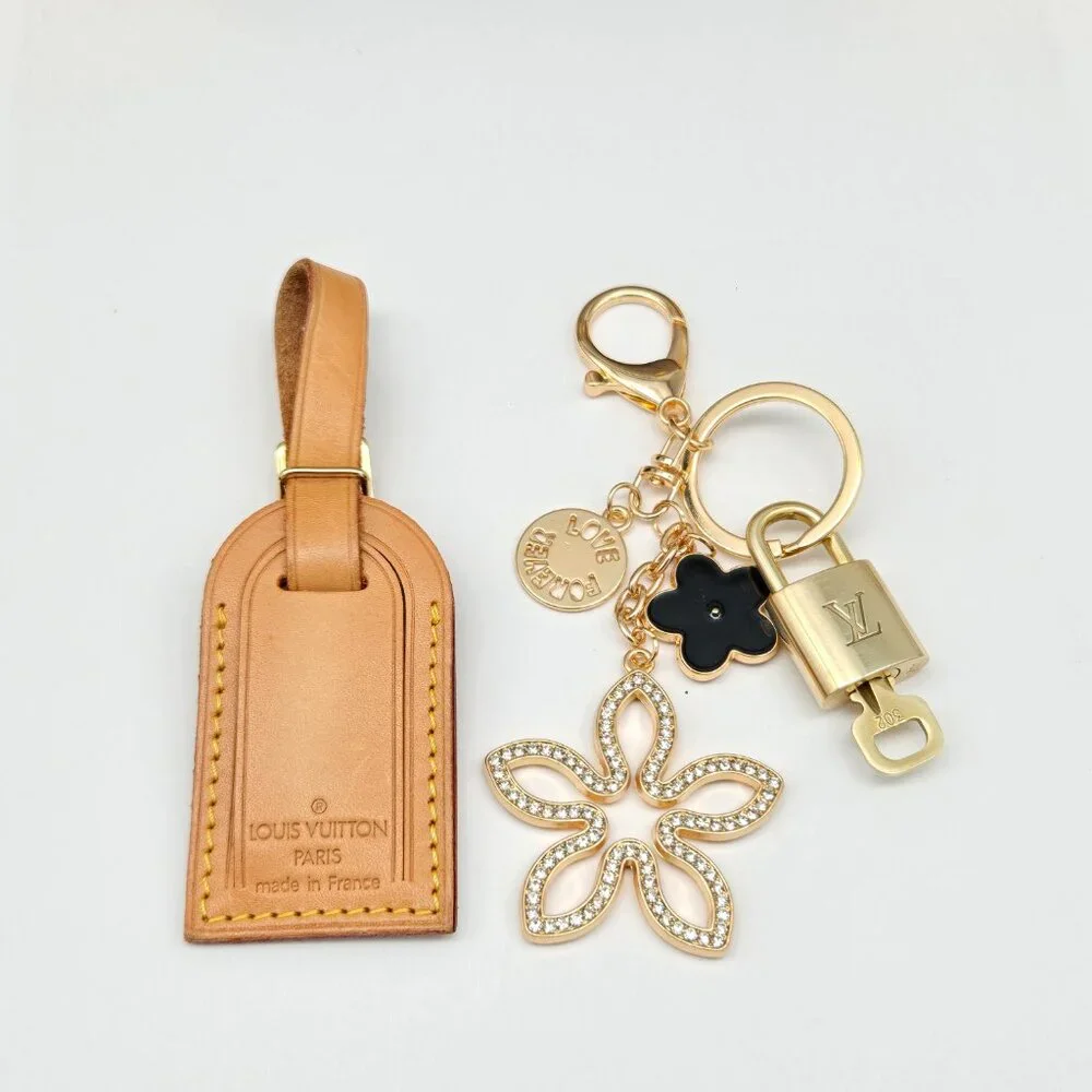 Authentic Louis Vuitton Luggage Nametag and Gold Padlock with Unbranded Keycharm - Picture 10 of 12